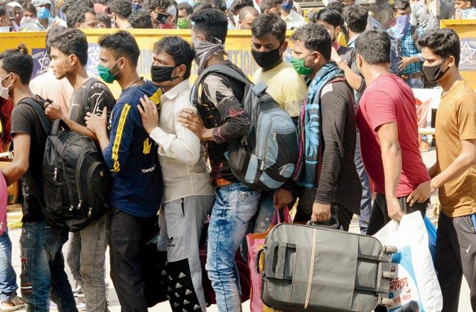 Police say cases are also surging in areas where migrants had gathered before leaving for their hometowns. File pic/Satej Shinde
