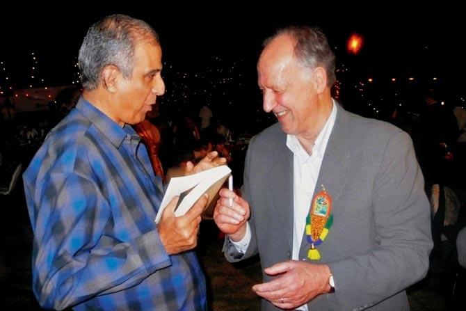 A file picture of Rashid Irani and German film director Werner Herzog at the Kerala Film Festival. For the first time in 50 years, the film critic says that he hasn’t gone to the cinema.  PIC COURTESY/Sooni Taraporevala
