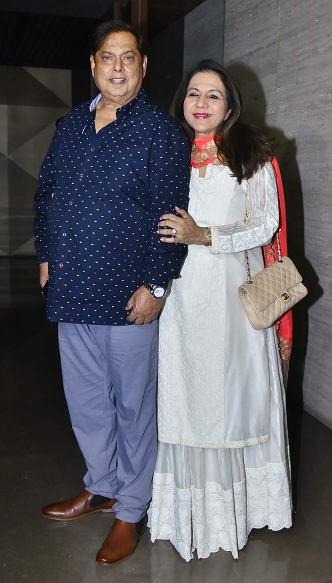 Here comes the funny man David Dhawan, the man who made the original Coolie No. 1 in 1995, and giving him company was his wife, Karuna Dhawan.