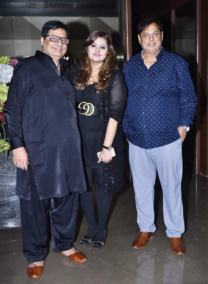 Talking about Vashu Bhagnani, here comes the man and accompanying him is his old friend, David Dhawan. And in between was Bhagnani's daughter, Deepshikha Deshmukh.