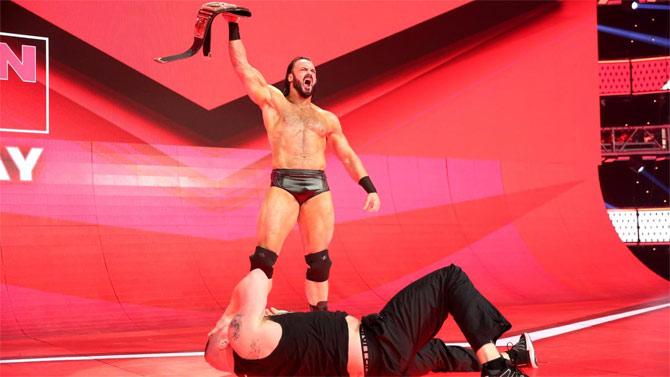 Drew McIntyre stood over the fallen Brock Lesnar at the entrance and held the WWE title in his hands showcasing his dominance. Will this be the scenario at WrestleMania 36?