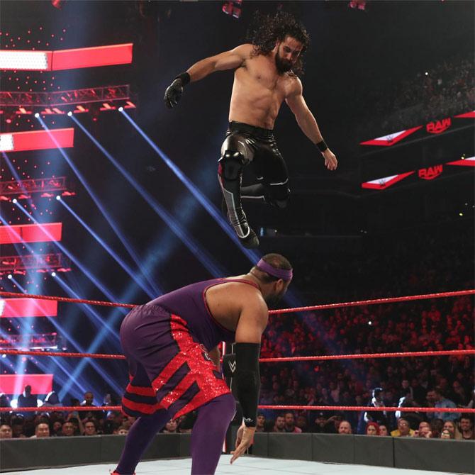 The Monday Night Messiah Seth Rollins and his partner Murphy put their Raw tag team titles on the line against Street Profits