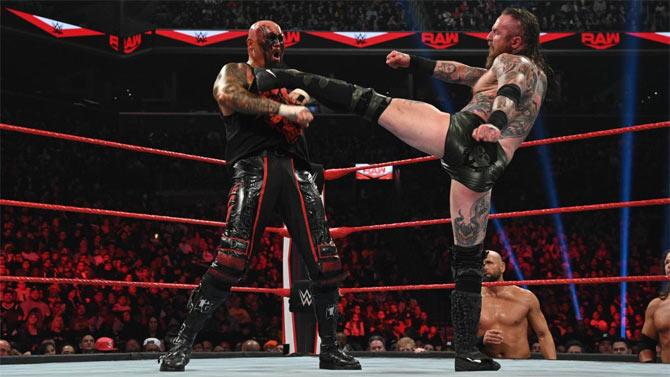 In what can be labelled an ideal matchup, Aleister Black faced Luke Gallows and Karl Anderson in singles matches. Black managed to defeat Anderson and then Gallows via disqualification