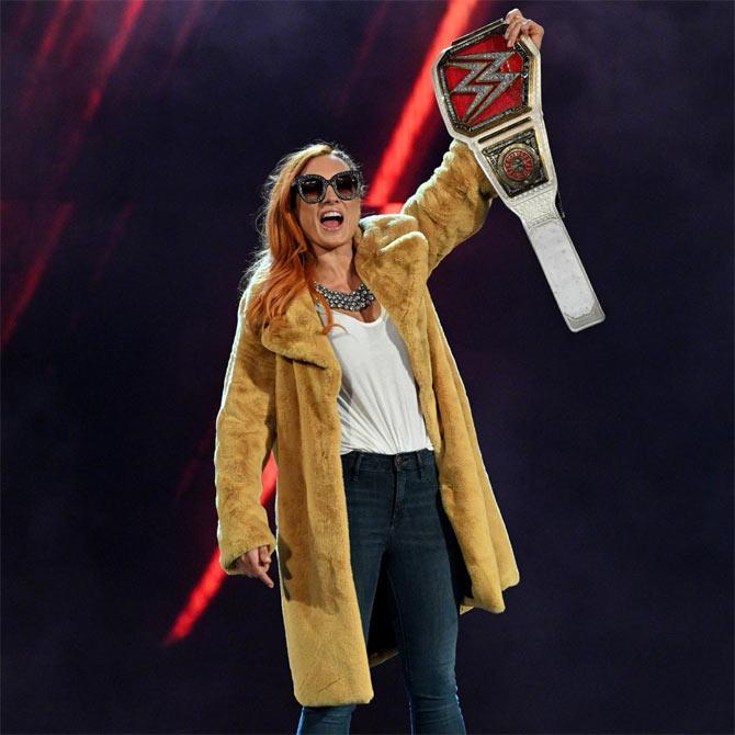Meanwhile, during Baszler's match against Kairi, Raw women's champion Becky Lynch, looking like a female version of King Corbin, appeared and sat at the commentary desk showing that she was not one bit intimidated.