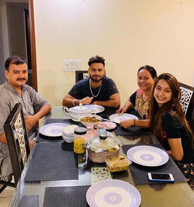 In picture: Rishabh Pant along with his family during their reunion dinner at his home in Delhi.