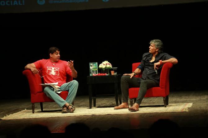 Milind Soman’s captivating memoir Made in India: A Memoir made its Mumbai debut on March 5 at The Royal Opera House with a hilarious roast of the book by Comedian Cyrus Broacha. All pictures/Pallav Paliwal