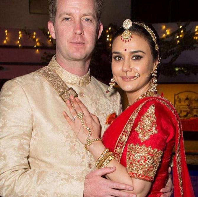 Preity Zinta and Gene Goodenough: Bollywood actress Preity Zinta tied the knot with her boyfriend and financial consultant Gene Goodenough on February 29, 2016, in Los Angeles. Preity Zinta, a regular visitor to LA since she has family there, met him through common pals. The couple hosted a star-studded wedding reception in Mumbai in May.