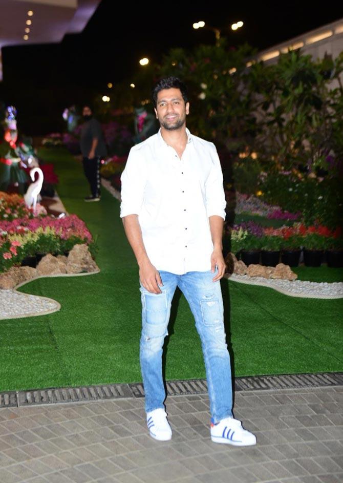Also clicked at the Ambani Holi bash was Vicky Kaushal, who turned up in a pair of jeans and a white shirt. We wonder if Kat and Vicky arrived together for the bash?