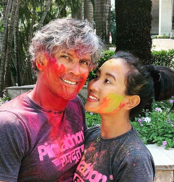 Milind Soman and Ankita Konwar: Speaking about couple goals, here's presenting the national crush of 90s girls, Milind Soman and his wife Ankita Konwar. Sharing this picture, the Make in India star reminded us that Holi is nothing but the celebration of the arrival of spring, end of winter, and most importantly the blossoming of love. We certainly agree with you Milind.