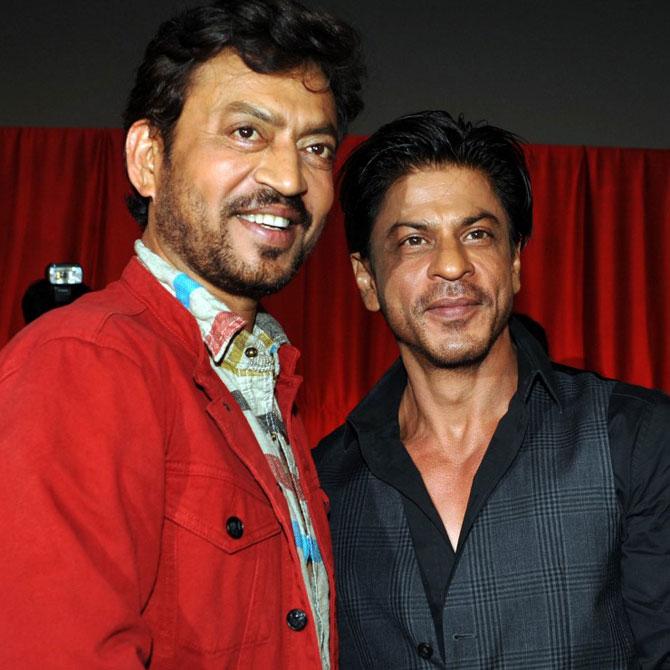 The late actor was known for his acting skills, but as a student, Irrfan Khan used to be so shy that nobody knew he even existed. He was often scolded by teachers for not being audible in the class.
In picture: Irrfan Khan and Shah Rukh Khan pose for a photograph during a promotional event for the film 'Ekkees Toppon Ki Salaami' directed by Ravindra Gautam in Mumbai on August 11, 2014.