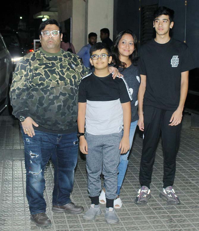 Actor-comedian Kiku Sharda, who is playing a pivotal role in Angrezi Medium also attended the screening with his wife Priyanka Sharda and two sons.