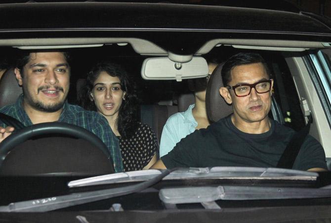 Aamir Khan has three children now - Junaid and Ira from his first wife Reena Dutta and Azad Rao Khan from his second wife Kiran Rao. Aamir Khan and Kiran became proud parents to Azad Rao Khan in December 2011, through surrogacy. In picture: Junaid, Ira with their father Aami Khan.