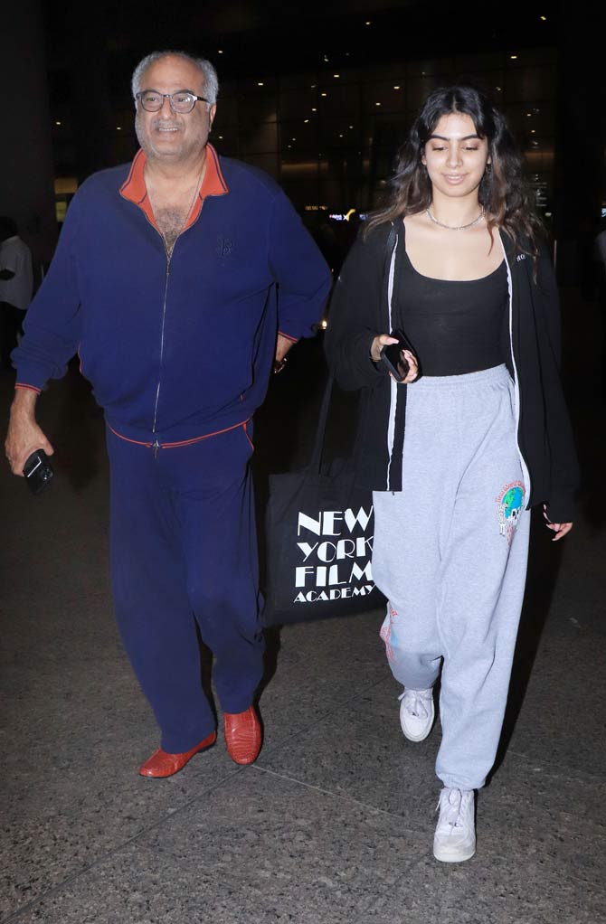 After the Coronavirus outbreak, many people are either stranded or just returned to their homes. Boney Kapoor's daughter Khushi Kapoor is back from New York after the COVID-19 scare. All pictures/Yogen Shah