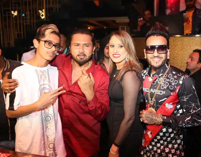 In picture: Honey Singh poses with Jazzy B, wife Hardeep Kaur and son Joven Singh
