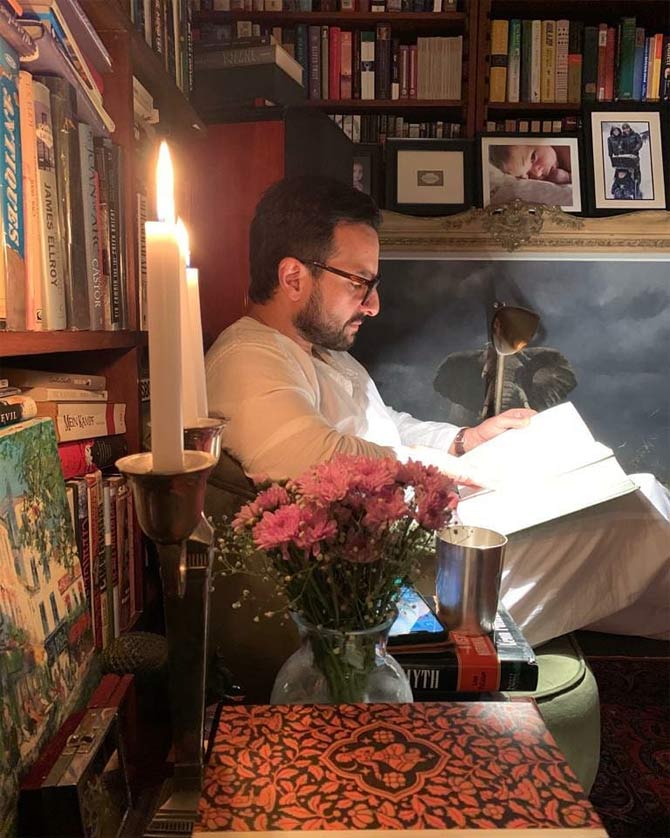 Kareena Kapoor Khan, who made her Instagram debut earlier this month, shared a sweet picture of husband Saif Ali Khan engrossed in his book, while the actress turns photographer for him.