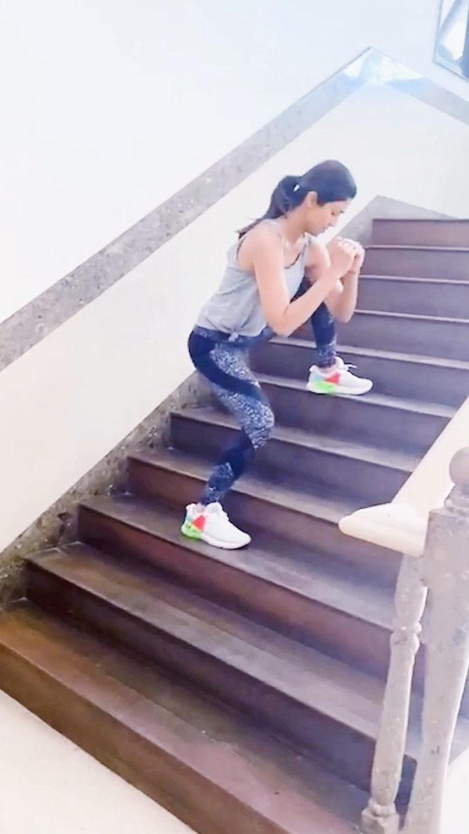 Shilpa Shetty Kundra, on the other hand, posted her workout video while at home. 