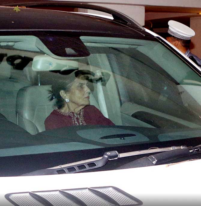 Salman Khan's mother Salma Khan was spotted at Karan Johar's residence in Bandra, Mumbai. The star wife arrived at Johar residence to wish Hiroo Johar on the special occasion. All pictures/Yogen Shah