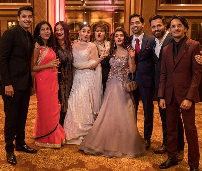Mahesh Bhatt, Mukesh Bhatt and Emraan Hashmi's mother are siblings and hence, Alia Bhatt, Shaheen Bhatt, Pooja Bhatt, Sakshi Bhatt, Vishesh Bhatt, Rahul Bhat are cousins of Emraan Hashmi. 
In picture: Bhatt family clicked at Sakshi Bhatt's cocktail reception in January 2019. (Picture courtesy/ShaadiSquad's official Instagram account)