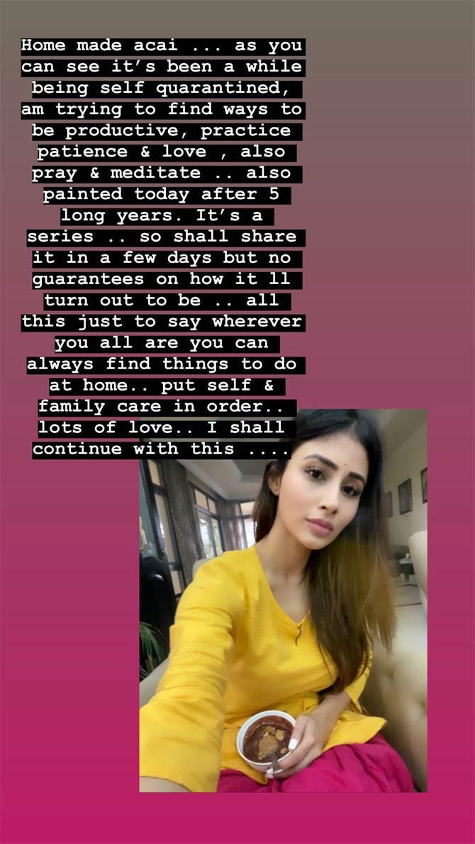 Apart from praying, meditating and cooking, Mouni Roy has left no stone unturned to keep the fans posted with her day to day quarantine situation.