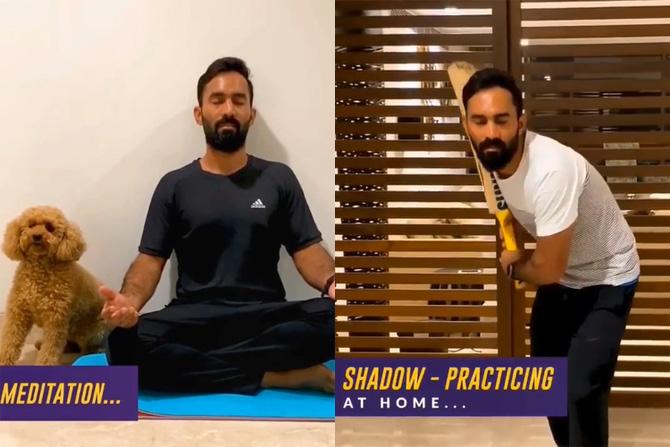 Dinesh Karthik has been on another level on Instagram posting snapshots of him meditating and shadow practising cricket. Posted @withregram @kkriders Our skipper @dk00019 has gone into self-isolation. Tell us how you're spending your time at home #KorboLorboJeetbo vs #CoronaVirusOutbreak #StayAtHome #StaySafe #KKR #cricket