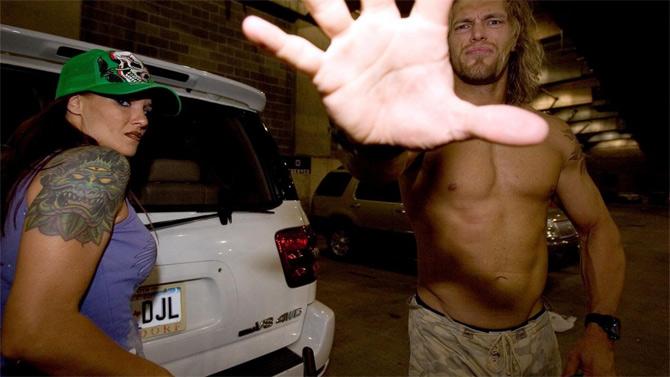 WWE superstars Edge and Lita caught by the paparazzi off guard. Edge and Lita were reportedly dating each other in the mid-2000s. Edge is an 11-time world champion while Lita is a 4-time women's champion