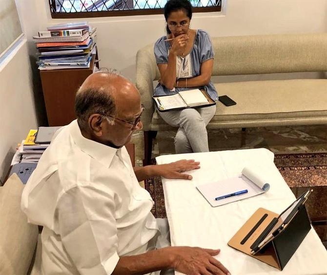 NCP chief Sharad Pawar and his family including daughter Supriya Sule, granddaughter Revati Sule and grandnephew Rohit Pawar are all maintaining social distance and spending time at home amid the 21-day nationwide lockdown. 