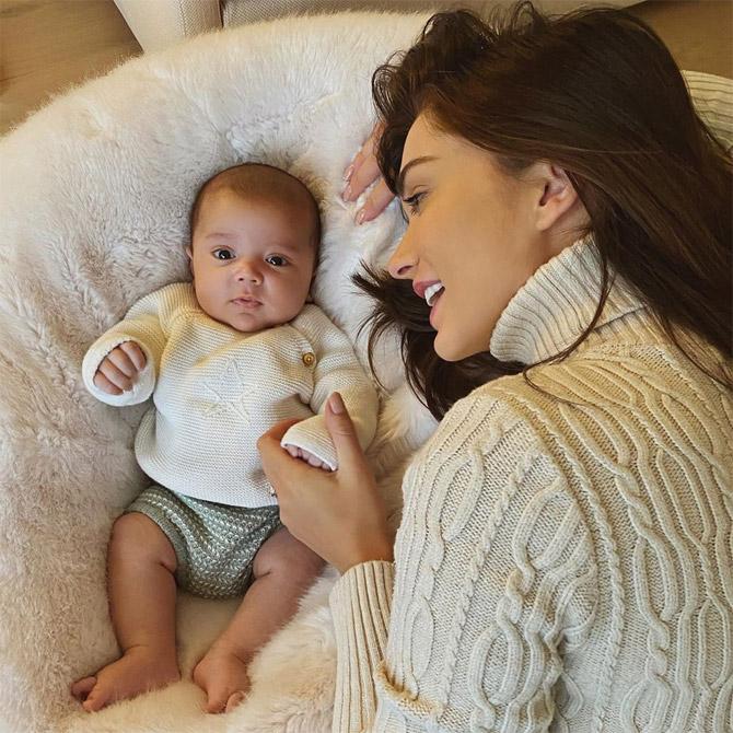 Andreas: Amy Jackson was blessed with a baby boy on September 23, 2019. The actress named her son, Andreas, and announced the news through her Instagram account. While there are parents who refrain from getting their children clicked, Amy took her baby for an outing merely three days after his birth. Isn't this an adorable picture?