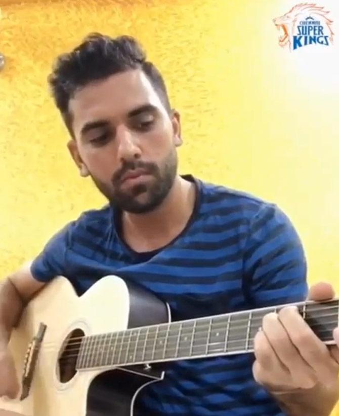 Deepak Chahar later posted a fun video of him trying his hand at playing the guitar