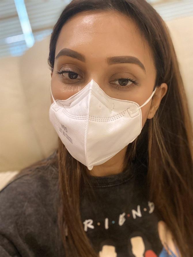 In photo: Mimi Chakraborty sports an N95 face mask as she fights the novel coronavirus.