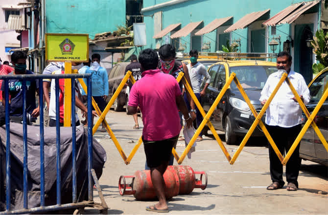 In photo: Police authorities sealed off the area in Worli-Koliwada after coronavirus positive cases were confirmed from Worli.