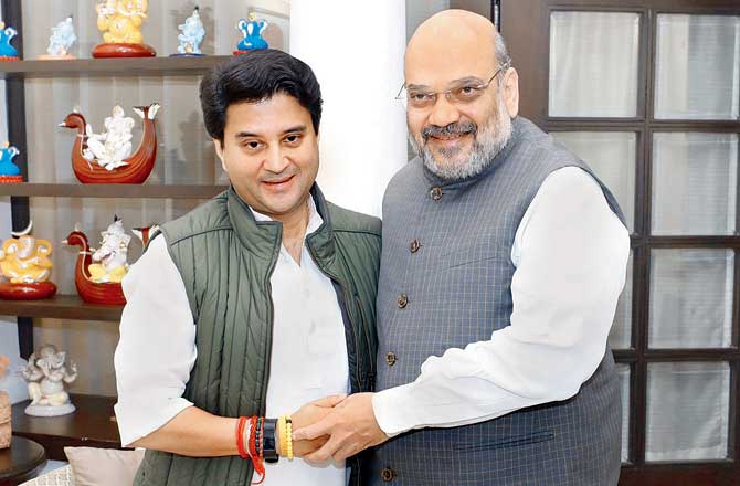 Scindia with Union home minister and BJP leader Amit Shah