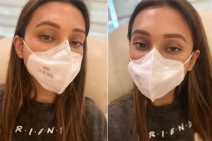 Mimi Chakraborty uses a face mask to protect herself from coronavirus. Picture/Instagram Mimi Chakraborty