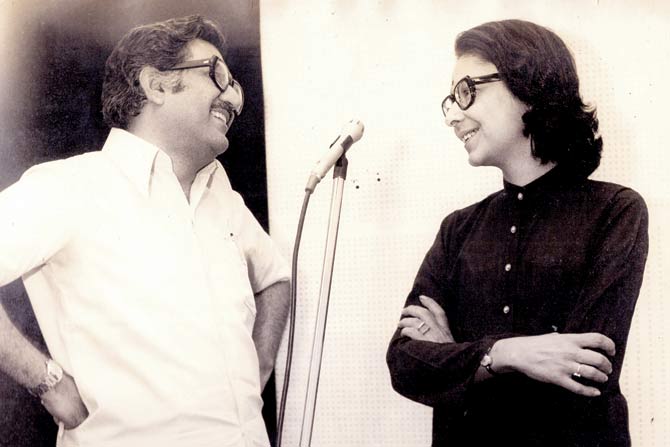 Ameen Sayani and wife Rama Mattu, an accomplished singer and voice artiste; 