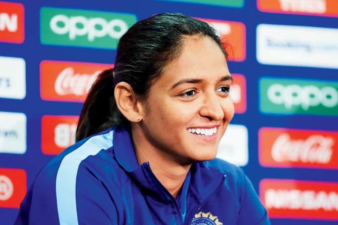 Harmanpreet Kaur interacts with the media in Sydney yesterday