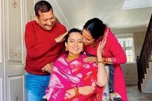 Kangana Ranaut decks up in pink sari for her birthday pooja; see photos