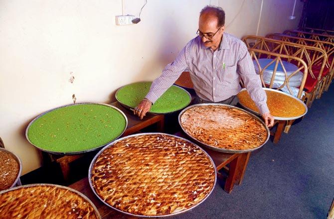 Hajati uses dry fruit and honey from Iran in his louz and baklava