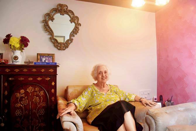 Mehroo Golvala, nee Khambatta, in her Pedder Road home. The 1930s resident of Club Road has vivid memories of the lush garden of their Shirin Villa home. The bungalow once belonged to timber merchants. PICs/ATUL KAMBLE