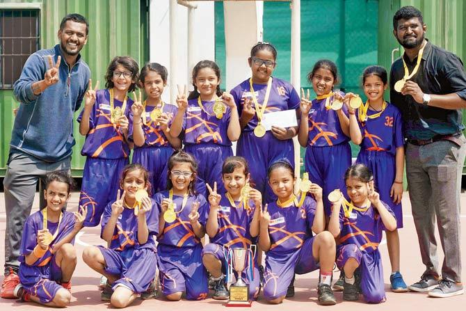 The Vibgyor High (Malad) girls are all smiles after winning the MSSA U-9 basketball final yesterday