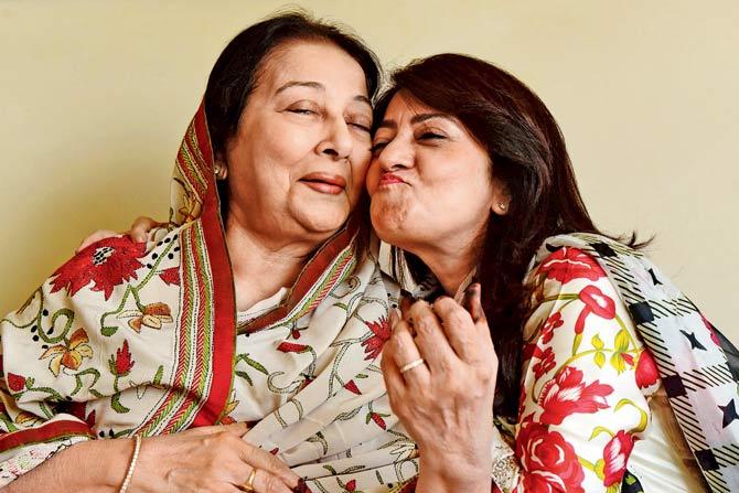 Nargis Antulay with daughter Neelam at their Churchgate home. Neelam says she picked 70 letters of many more for the book. PIC/SURESH KARKERA