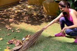Shilpa Shetty cleans up garden, pens heartfelt note for house help