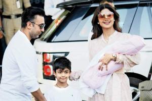 Shilpa Shetty clicked at the airport with newborn baby girl Samisha