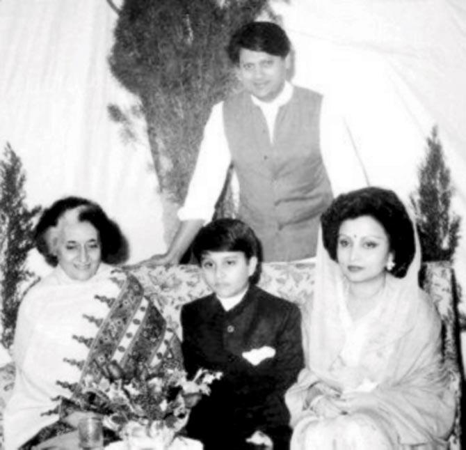 (Clockwise from left) Indira Gandhi, Madhavrao Scindia, Madhavi Raje and Jyotiraditya. Pics/Facebook