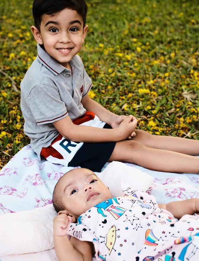 Apart from the actresses, Salman's brother-in-law actor Aayush Sharma and sister Arpita Khan too are enjoying life at Salman's farmhouse. Aayush painted his Instagram profile with adorable pictures of his family, including his newborn baby girl Ayat. He shared this beautiful picture of Ayat with her elder brother Ahil.