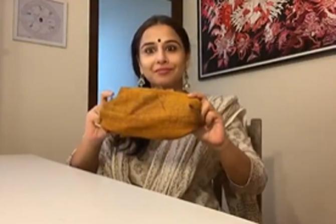 Vidya Balan asked people to make their own masks with their help of one saree, which will provide multiple masks from one single attire. 