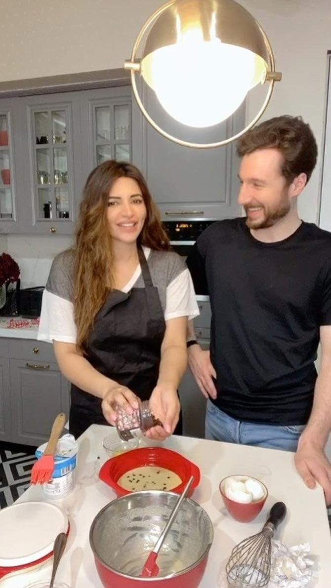 Shama Sikander also gave some couple goals to her fans by cooking with her partner, James. The actress posted the video and wrote, 