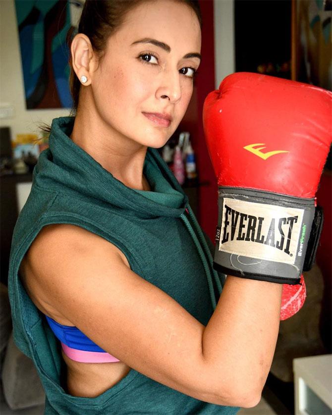 Preeti Jhangiani has been boxing to keep herself fit amid the lockdown. She shared this photo of her all geared up to box and wrote, 