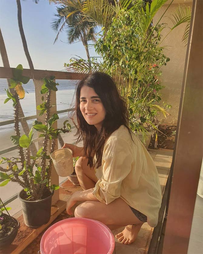 Flaunting the view of her balcony, Radhika Madan was also seen watering the plants in one of the posts. The caption was, 