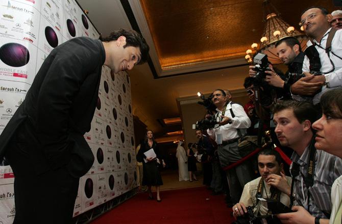Here's wishing a very happy birthday to Shiney Ahuja!
In picture: Shiney Ahuja gestures as he arrives at the Middle East International Film Festival (MEIFF) in Abu Dhabi, in 2007.