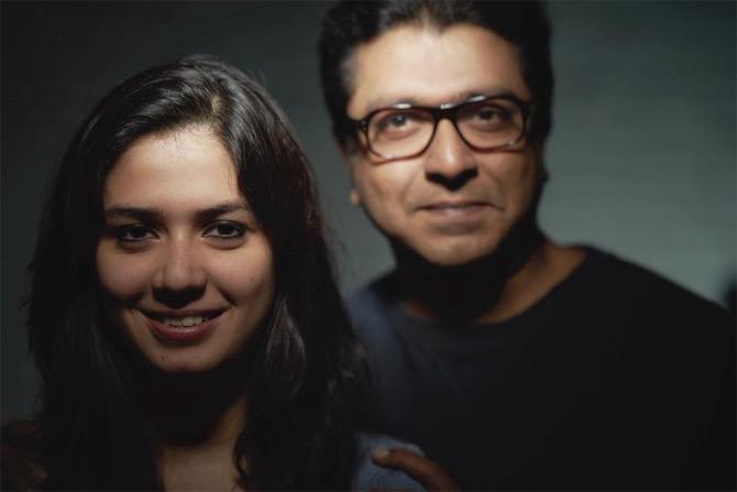 In photo: Mitali Borude is all smiles as she poses for a picture with father-in-law Raj Thackeray. Pic/FB Mitali Borude