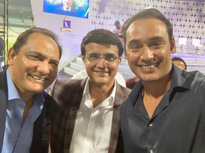 In picture: Asad with dad Mohammad Azharuddin and former cricketer and current BCCI Chief Sourav Ganguly